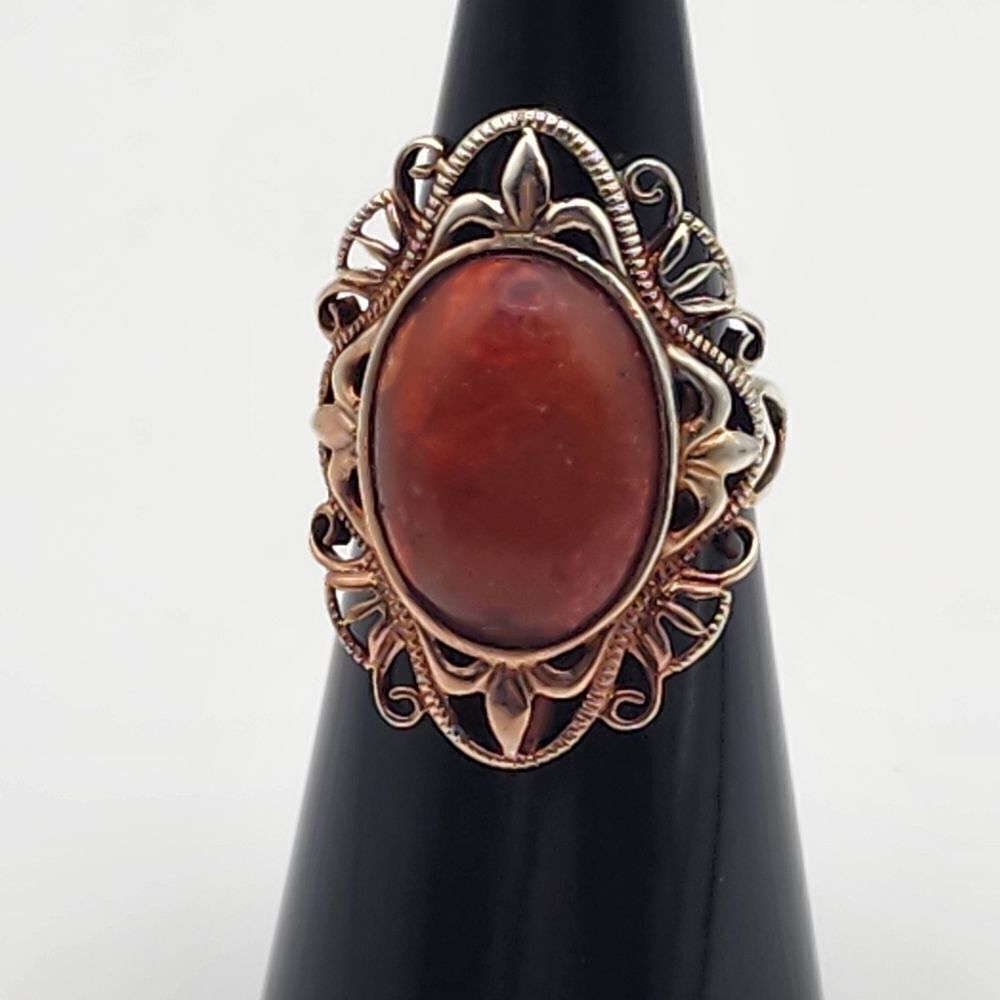 J&T Silver Tone & Red Agate Ring (6)